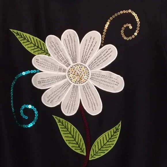 Y2K Vintage Black 100% Silk Jacket w Floral Textured Art Simply Stunning! Sz10 - Picture 13 of 14